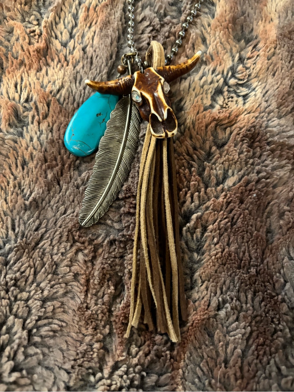 Boho Turquoise Tassel Pendant Necklace - Unbranded